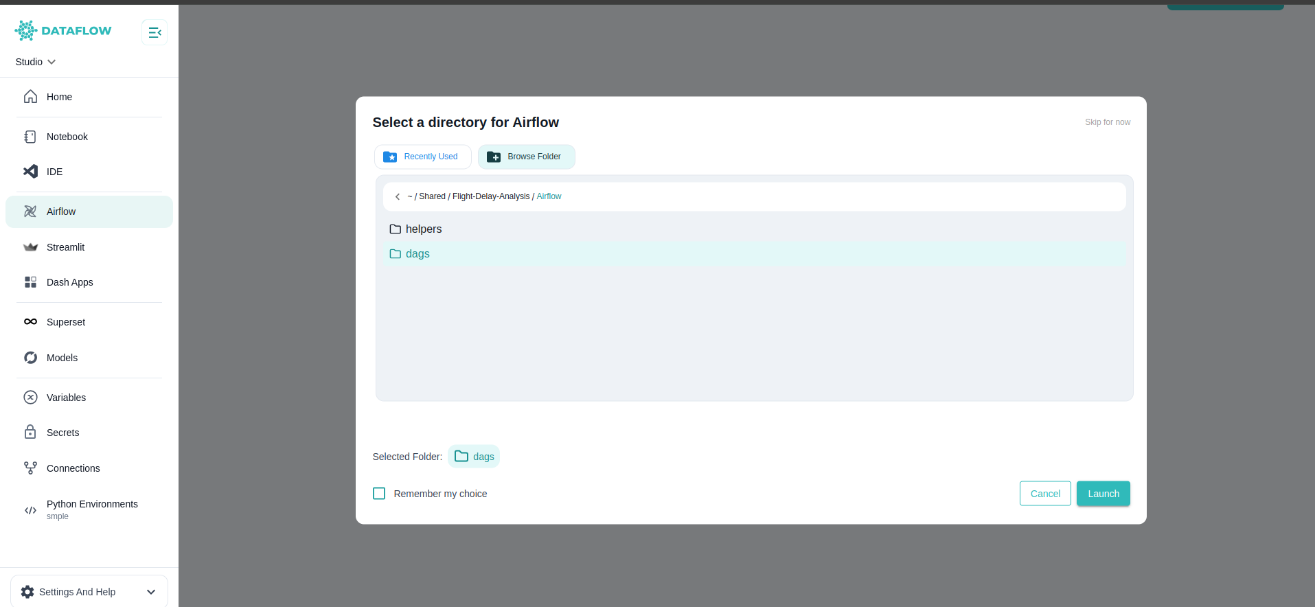 Select Working Directory