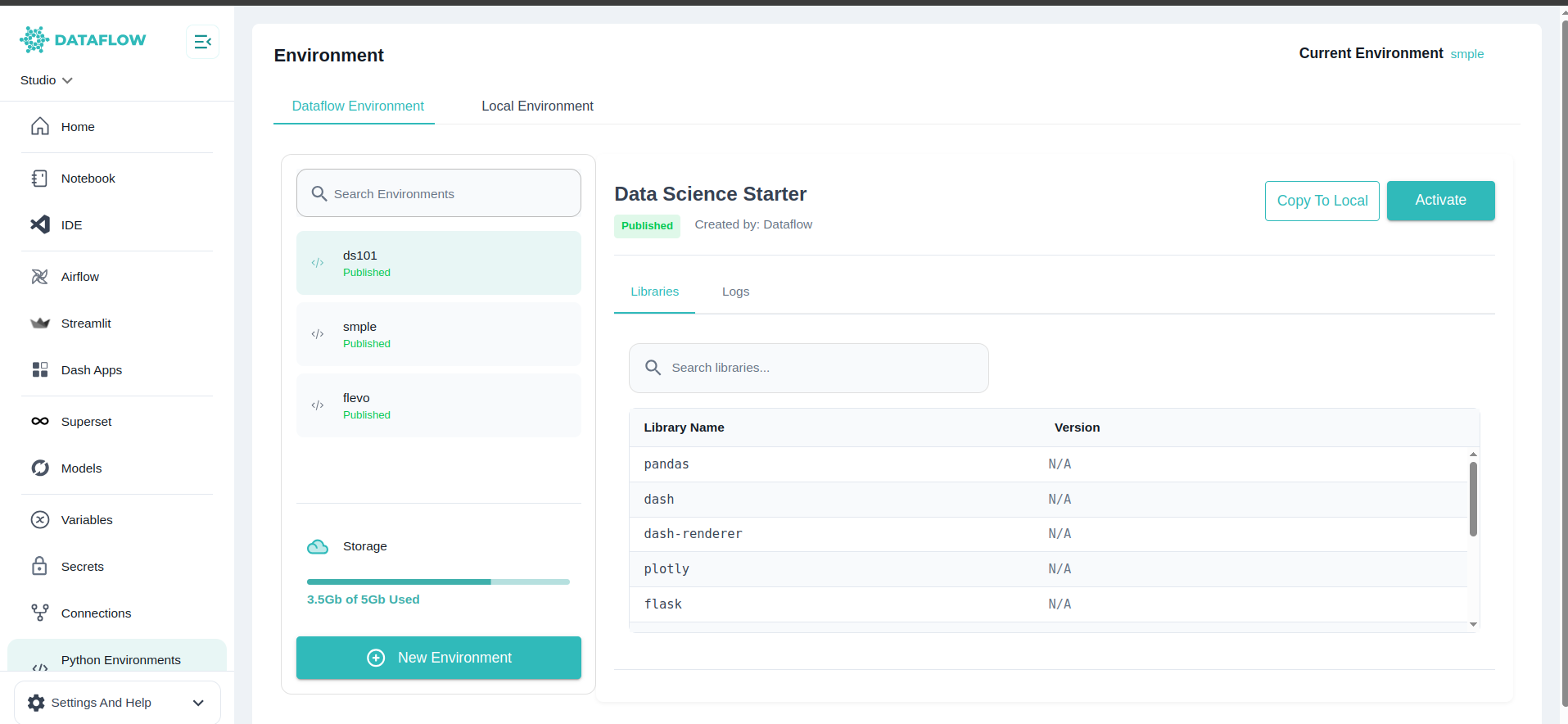 Environment Status Flow