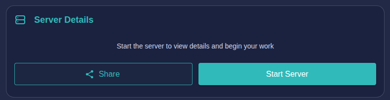 Share button on the Server Details panel