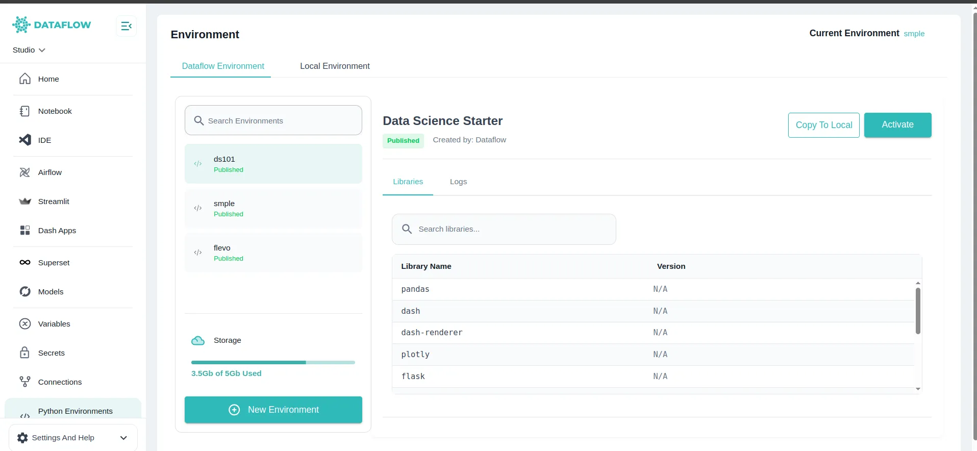 Environment Status Flow