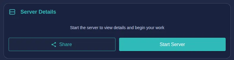 Share button on the Server Details panel